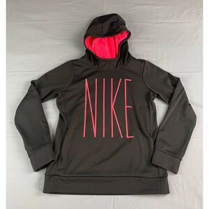 Nike Dri Fit Girl's Hooded Pullover Sweatshirt Black Pink Size XL Logo Active